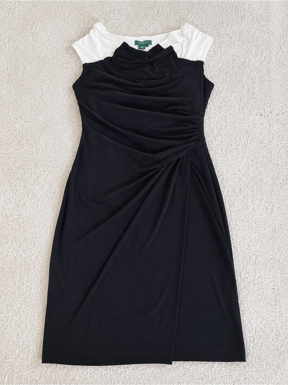 Lauren Ralph Lauren Black Ruched Draped Dress – Size 8
